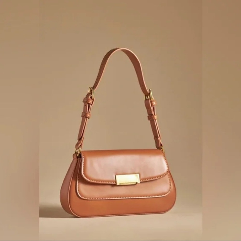 Anthropologie Tan Leather Shoulder Bag
